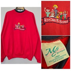 VTG M&C Sportswear Sweatshirt Large Embroidered Kids Are My Business Teacher USA